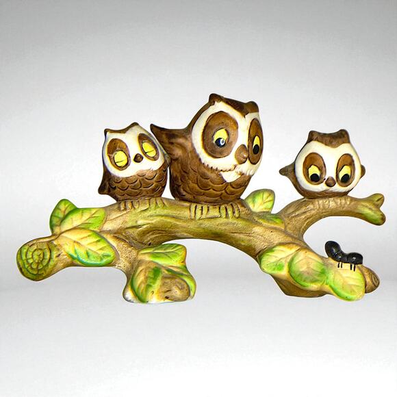 Josef Originals Other - Vintage Josef Originals 3 Owl on a Branch Mother Babies Figures Anthropomorphic